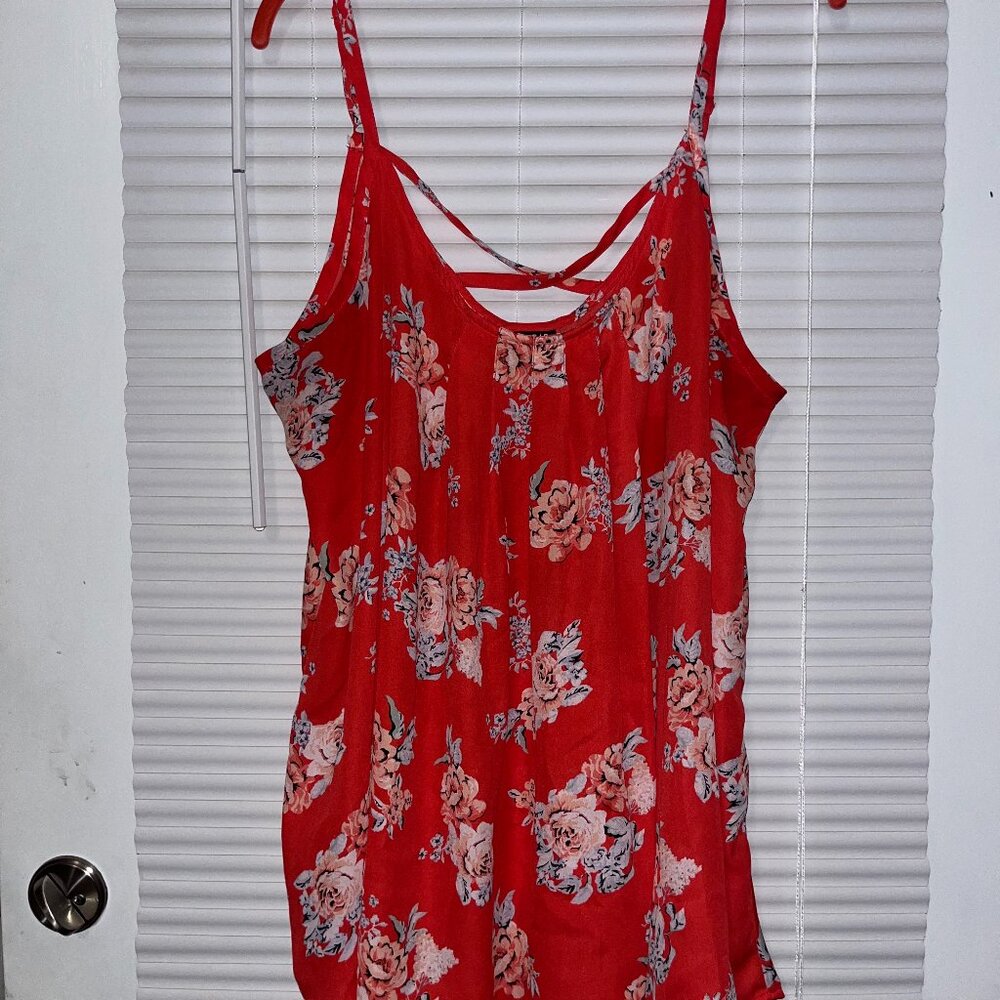 Torrid Red Floral Chiffon Flowy Tank